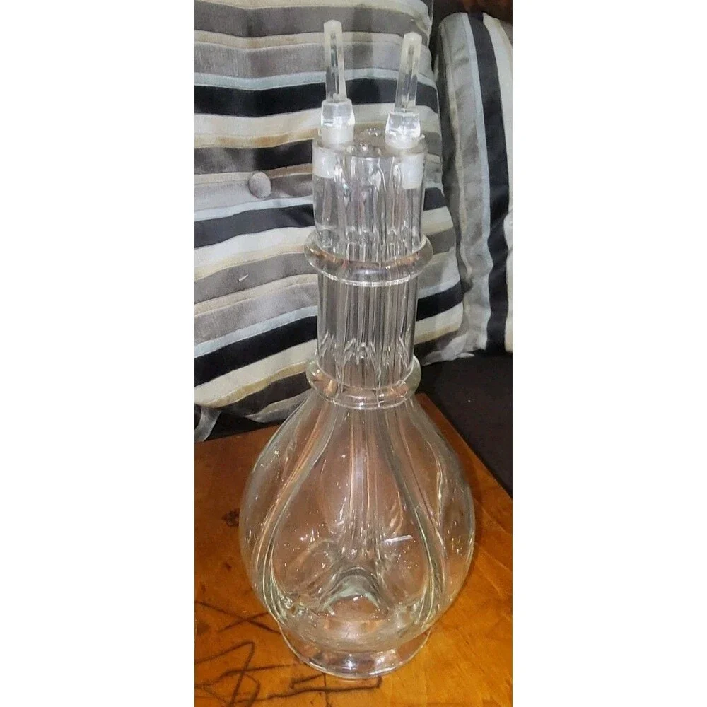 Vintage Hand Blown Glass 4-Chamber Decanter Cruet Liqueurs Made n FRANCE 60s 70s